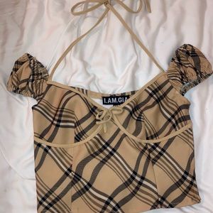 I AM GIA Plaid Caramel Top